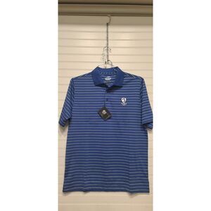 Ahead Hard Rock Golf Polo Blue/White/Black Striped Shirt Size S NWT
